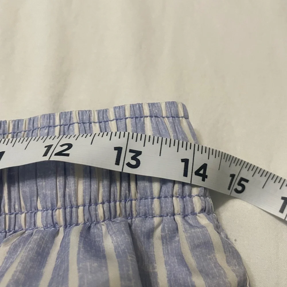 Vintage Summer Swim Trunks Mens Large Blue White Striped V90505 Mesh Lined Short